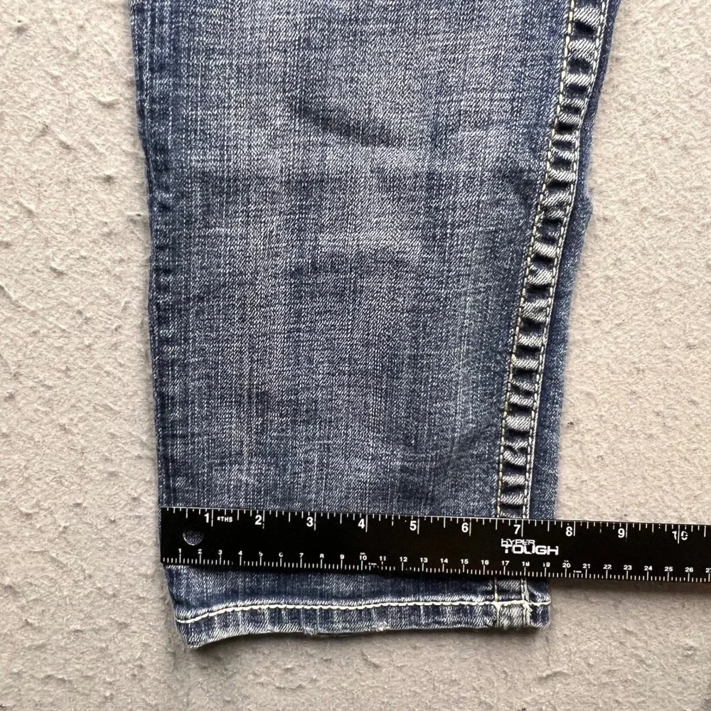 BKE Nolan Straight Leg Jeans Mens 33L Blue Medium Wash Contrast Stitch Denim